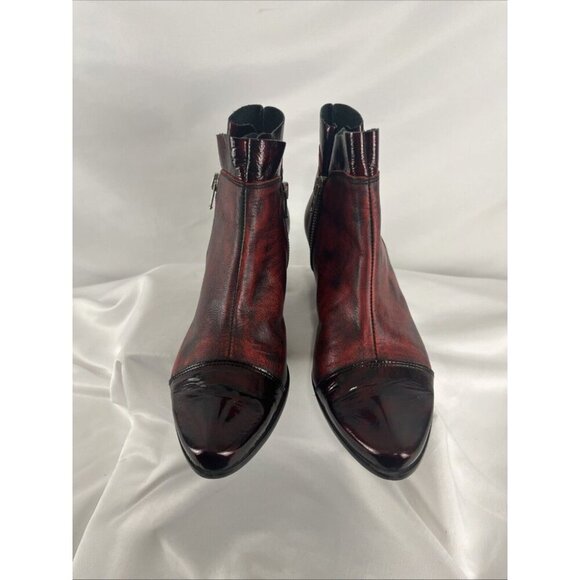 Un Tour en Ville Burgundy Distressed-Look Booties Womens EU Size 37 - Picture 2 of 9
